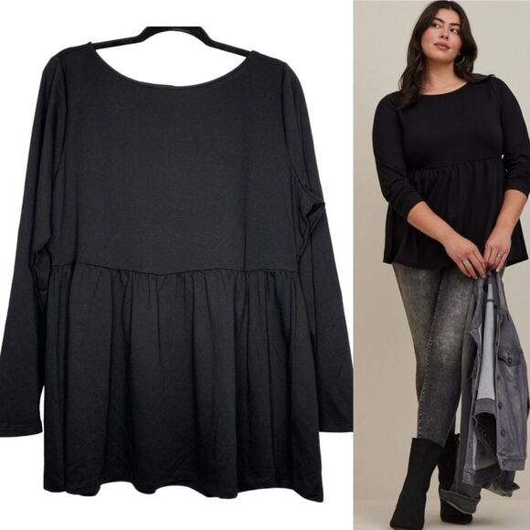 Torrid Lightweight French Terry Babydoll Crewneck Top - Size 2X - Picture 1 of 9